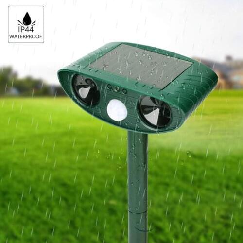 Solar Ultrasonic Animal Repeller Mouse Expeller Stray Cats Dogs Birds Boar Raccoon Rabbit Squirrel Outdoor Yard Drive Led Flash