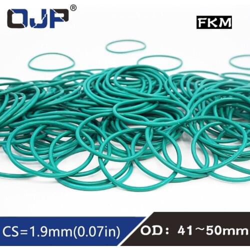 5PCS/lot Rubber Ring Green FKM O ring Seal 1.9mm Thickness OD41/42/43/45/46/47/48/49/50mm Rubber ORing Seal Oil Gasket Washer