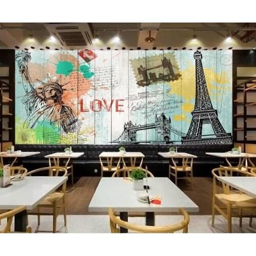 Custom vintage wall paper, the European scenic wooden graffiti for living room bedroom TV background wall waterproof wallpaper