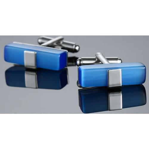 High quality mens Cufflinks new fashion fashion jewelry Blue Crystal Cufflinks mens business shirt suit button pin gift