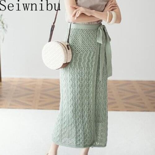 2020 New Fashion Sexy Beach Slim Skirt Hot Summer Women Crochet Lace Hollow Out Knit Skirts