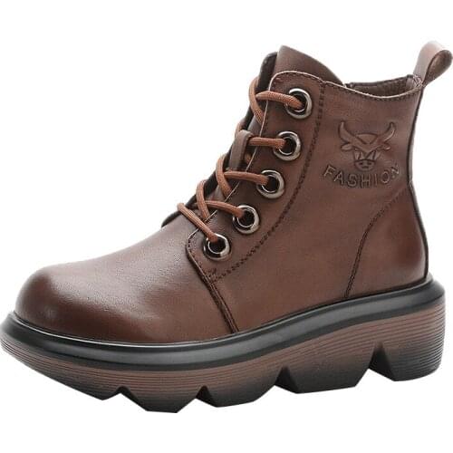 Booties heels botas de invierno para mujer otoño invierno 2021 Genuine Leather Height Increasing