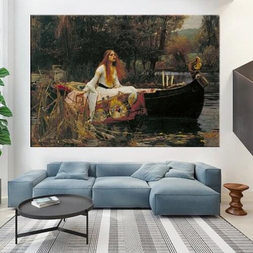 The Lady of Shalott Women Portrait Canvas Painting William Waterhouse Posters and Prints Nordic Wall Picture for Living Room