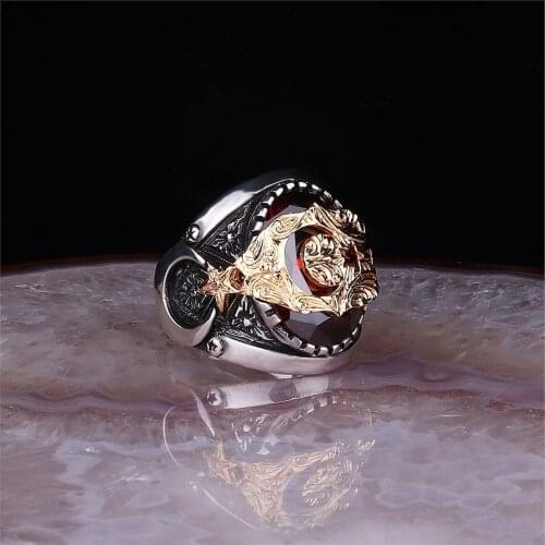 Moon Star Pattern 925 Sterling 925 K Silver Ring