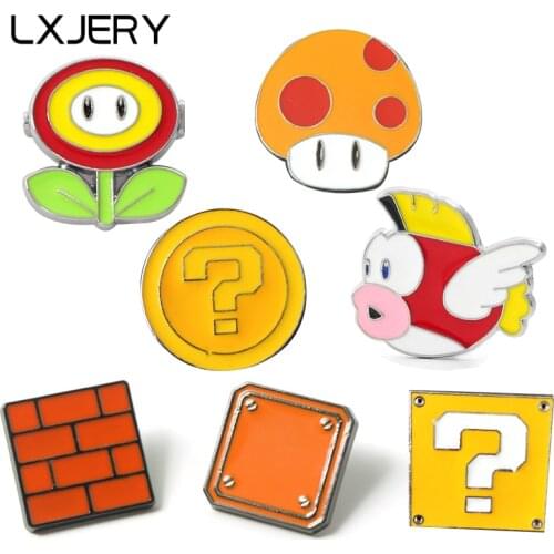 LXJERY Cartoon Game Pin Badge On Backpack Cute Mushroom Brooch Pins For Clothes Broche For Women Girl Schoolbag