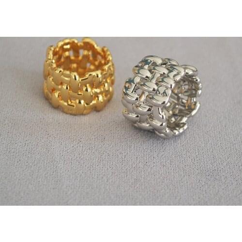 Gold braided weave rings for women stackable wide band rings unique cool jewelry wholesale items drop ship