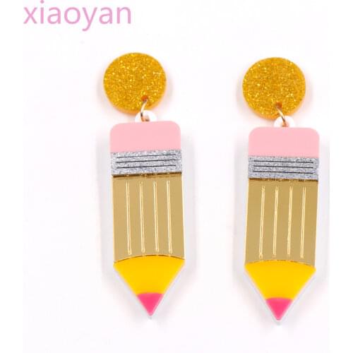 1pair) Acrylic Pencil Earrings, Laser Cut Acrylic,Teacher Gift, Plastic Jewelry Earrings