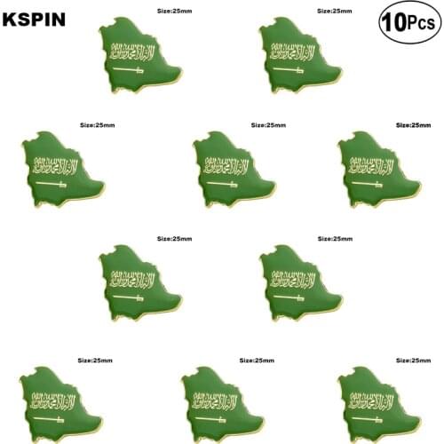 Saudi Arabia Map Flag Lapel Pin Flag badge Brooch Pins Badges 10Pcs a Lot