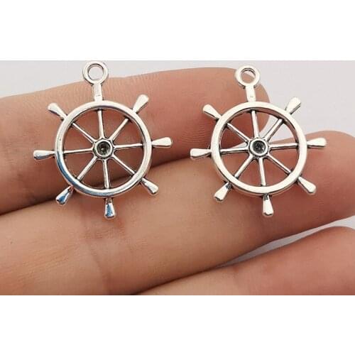 JINDINSP 10pcs 28x25mm Navigation Anchor Rudder Charm Pendants For Jewelry Making Rudder Pendants Charm Rudder