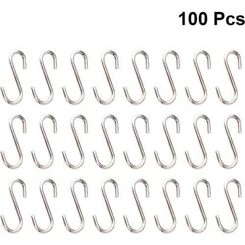 100PCS DIY Mini S-shaped Hooks Sturdy S-shaped Hooks Stainless Steel S-shaped Hangers Metal DIY Jewelry Accessory Hanging Hooks