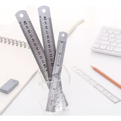15cm 20cm Metal Double Sided Scale Ruler Front Side Metric Centimeter Scale Back Side Inch Scale for Kids Students Stationery