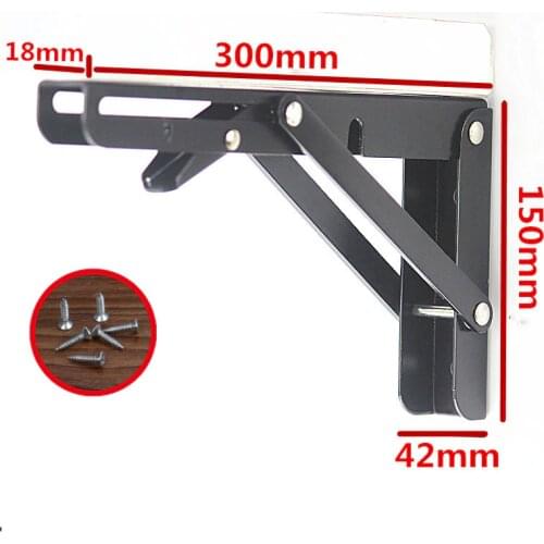 2PCS,12 Inch Heavy Duty 90 Degree Large Decorative Table Black Adjustable Angle Shelf Wall Metal Table Folding Shelf Bracket