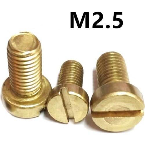 200PCS M2.5x4/5/6/8/10mm GB65 DIN84 Brass cheese head slotted screw copper machine screws