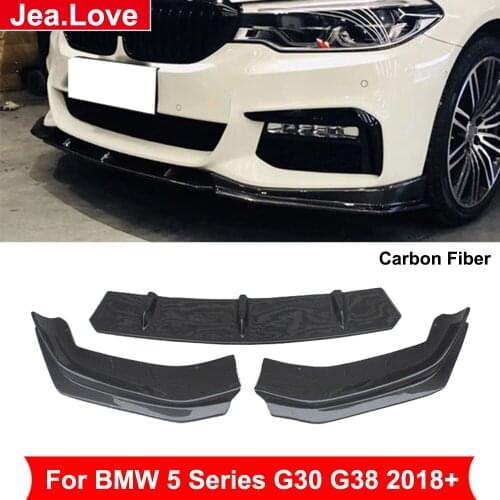 3 pcs/set FD Style Real Carbon Fiber Car Front Bumper Spoiler Lip Front Shovel For BMW 5 Series G30 G38 2018+ Car Styling Part