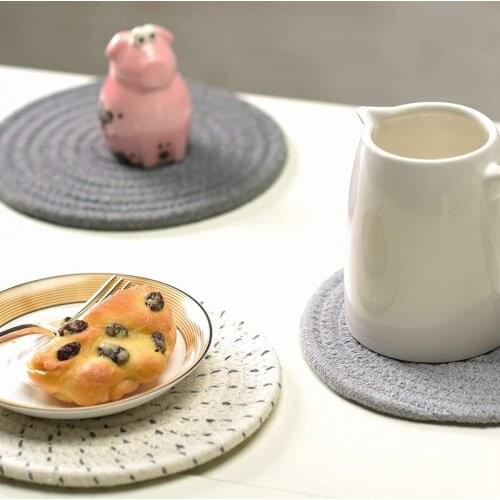 3Pcs Potholders Pot Holders for Kitchen Pure Cotton for Hot Pots and Pans Thread Weave Hot Pads Round Stylish Coasters