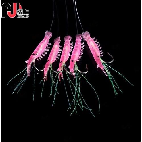 5pcs 3cm/9g Soft Rigs Fishing Lure Glow In The Dark Luminous Shrimp Bait Jigs Lure Soft Worm Fake Lure Baits Lures Set