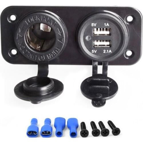 Car-Styling 12V Dual USB Motorcycle Car BoatCharger Power Supply Socket Splitter Power Adapter 2.1A Panel