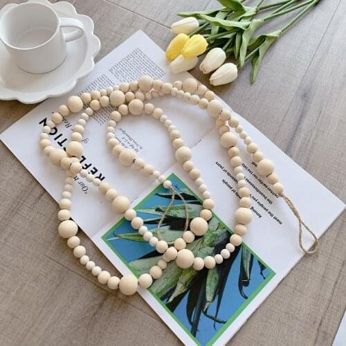 Wood Color Beads Hemp Rope Beaded Kids Room Play Tents Hanging Decoration Ornaments Handmade Woven Wall Decor Pendant