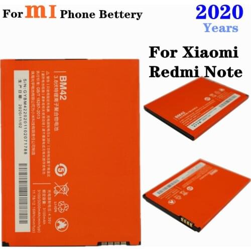 For Xiaomi Redmi Note Redrice Hongmi Note BM42 Mobile Phone Battery 3200mAh High Quality Polymer Replacement Batteries