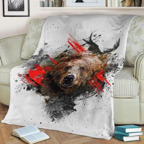 Bear Flannel Throw Blanket 3D Printed Keep Warm Sofa Child Blanket Home Decor Textiles Dream Family Gift