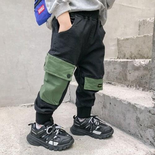 2021 New Boys overalls Baby Autumn Pants Fashion Childrens Spring and Autumn Casual Trousers Kids Trousers 2-6Yrs