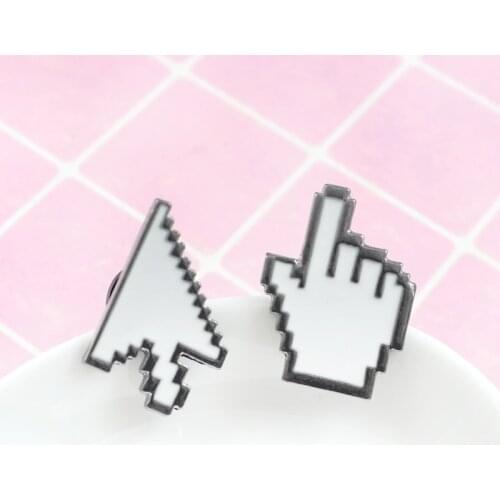 Computer cursor pixel white window arrow mouse symbol arrow gesture BROOCH BADGE shirt Jean Enamel Pin computer gift 2019 NEW