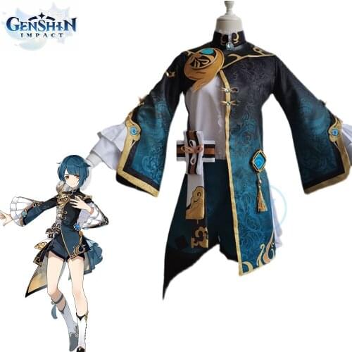 Game Genshin Impact Xingqiu Cosplay Costume Full Set Halloween Clothes Christmas Anime Mens Women Custom Made