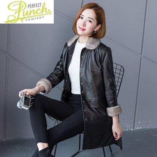 Jacket Winter Clothes Woman Women Real Sheepskin Down Jackets Coat Female Mink Fur Collar Womens Parkas Ropa Mujer LXR678