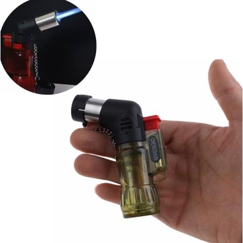 Mini Butane Jet Torch Cigarette Windproof Lighter Random Color Plastic Fire Ignition Burner Christmas Halloween Gift