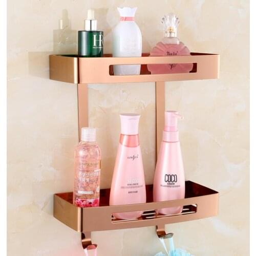 Wall Mounted Black/Gold/Rose Gold/White Square Bathroom Shelf Soap Basket Bath Shower Shelf Soap Basket Holder building material