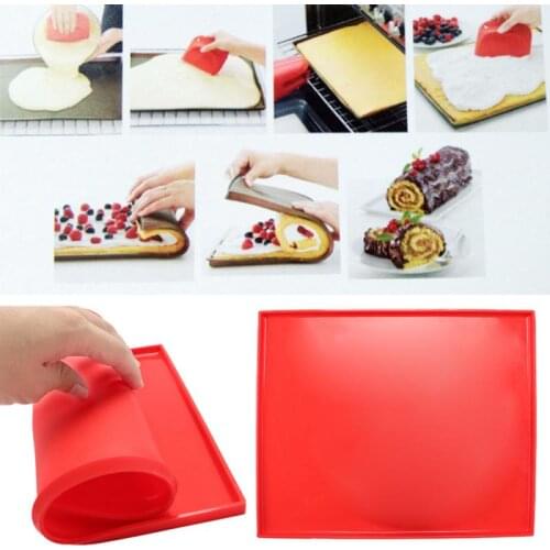 New 1 Pcs Non-stick Silicone Baking Mat Pad Swiss Roll Bake Rolling Dough Mat For Cake Cookie 31.5*27cm Non-Stick Mat Bakeware