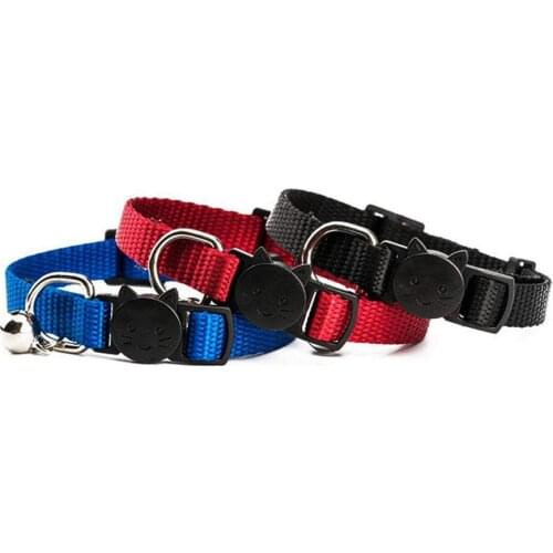 3PCS/pack Durable Dog Collar Cute Cat Head Collar with Bell Adjustable Pet dog Collars Pet Necklace for Small Medium Large Breed