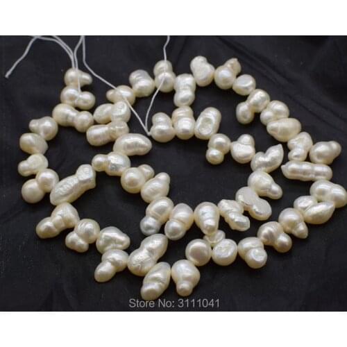 Freshwater pearl WHITE REBORN 10-15mm side hole FPPJ wholesale beads nature loose beads for DIY jewelry