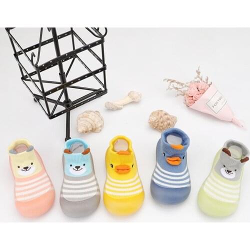 2021 New Style Baby Toddler Bear Duck Shoes Non-Slip Anti-Off Foot Short Floor Knitted Socks First Walker 5Size 2104 KeDing