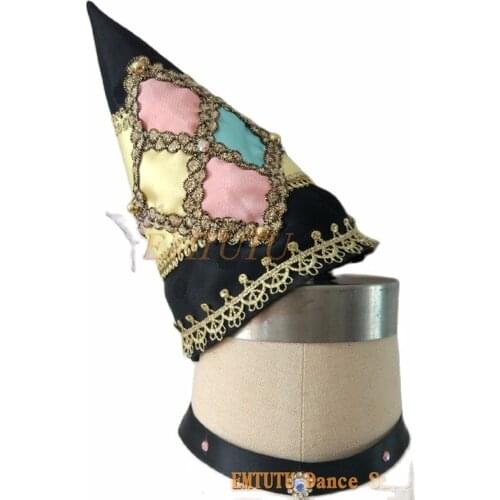Handmade Custom Made Harlequinade Ballet Headdress Professional Harlequin Ballet Hat Competition Performance Ballet Headwear