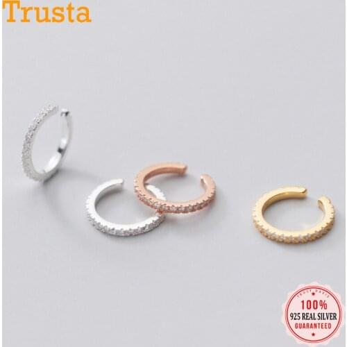 Trustdavis Real 925 Sterling Silver Lovely Shining CZ Ear Cuff Clip Earrings For Women Without Piercing Earings Jewelry DA1693