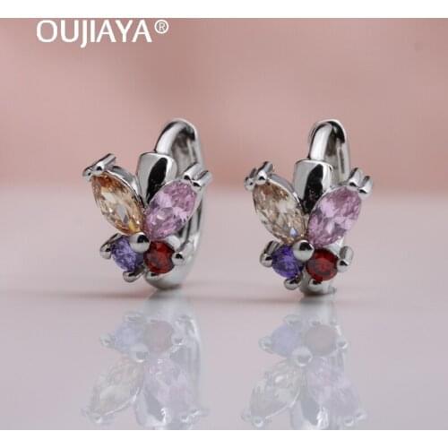 Oujiaya Delicate little butterfly Natural Zircon Drop Earrings Gift 585 Rose Gold earring Dangle hot sell Wedding accessory A121