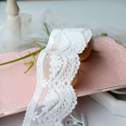 19Yards 6cm Mesh Cotton Embroidery Lace Trim Sewing Accessories Fabric Handmade DIY Garment Needlework Clothing Decoration 306
