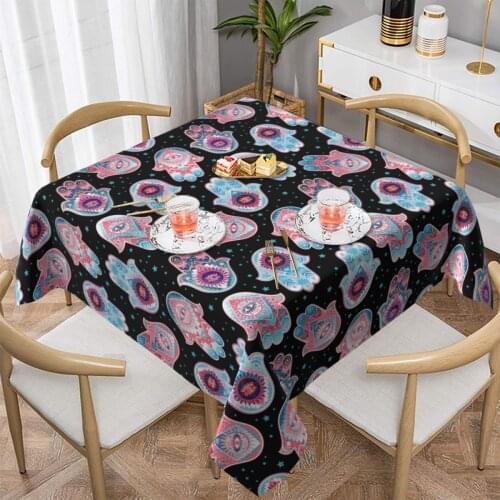 Hamsa Hand Eye PVC Cloth Tablecloth Table Cover Overlay For Birthday Wedding Banquet Restaurant Festival Party Supply