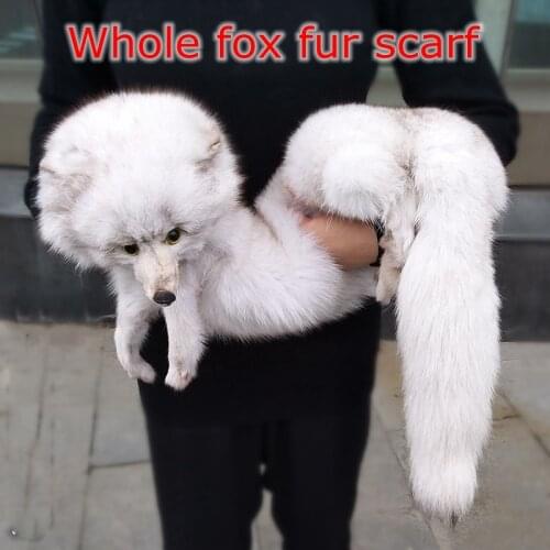 Unisex whole genuine fox fur scraf winter natural real silver fox couples wedding shawl luxury gold fox decoration accessorie