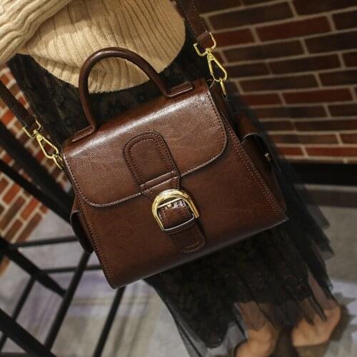 Cow Leather Fashion Totes Ladies Handbag Europe America Small Crossbody Bag High Quality Oil Wax Leather Shoulder Bags Women