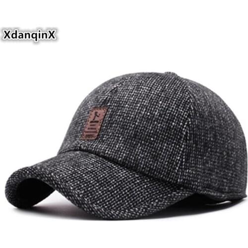 XdanqinX Winter Middle-aged Elderly Men Warm Hat Thick Warm Baseball Caps Fashion Mens Earmuffs Hats Brands Cap Snapback Cap