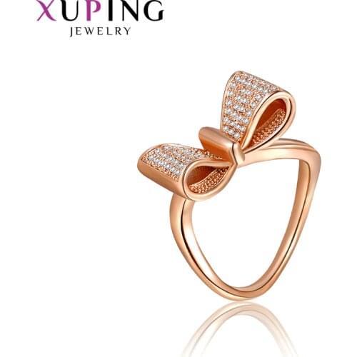 Xuping Luxury Fashion Rings Rose Gold-color Plated Wedding Rings Jewelry Valentines Day Gifts for Women 10022