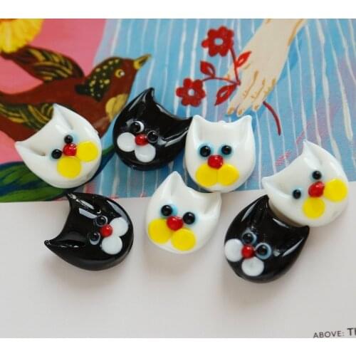 Fun hand-made cat shape glass beads hand-made DIY jewelry accessories homemade cute earrings pendant material