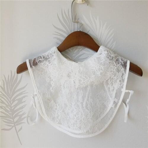 Cute Laple Fake Collars for Women Lace Hollow Embroidery False Collar Half-Shirt Blouse Tops Detachable Collars Accessories
