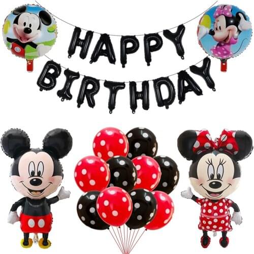 1set Giant Mickey Minnie Balloon Mouse Birthday Theme Party Foil Balloon Baby Shower Decorations Kids Toys Latex Air Globos