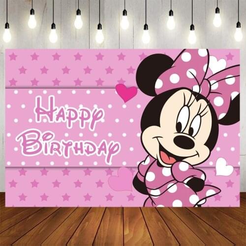 1pc Disney Minnie Mouse Photography Backgrounds Vinyl Cloth Photo Shootings Backdrops for Kid Baby Birthday Party Photo Studio