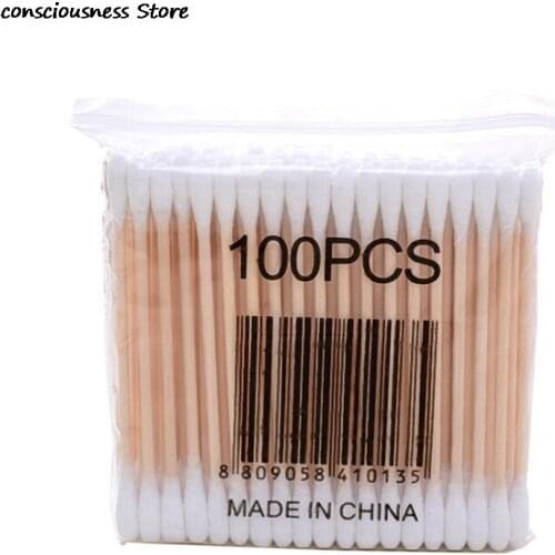 100pcs Cotton Buds Cotton Swabs first aid Disinfection Ear Cleaning Wood Sticks Makeup Health Tools Tampons Cotonete