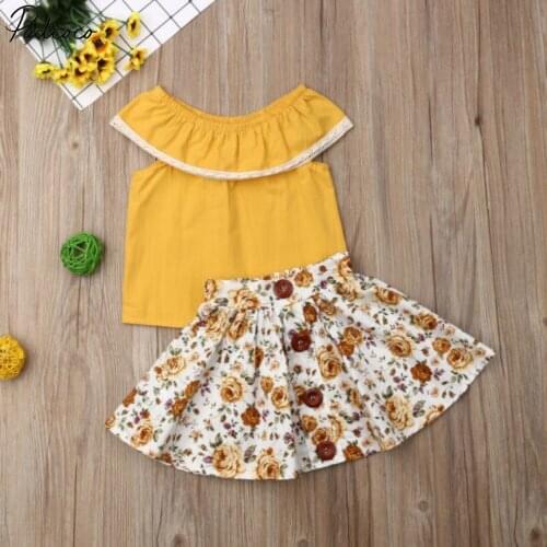 Ärmelloses Tops Kleid Rock Outfits Toddler Infants Baby Girls Kids Tops + Dress Summer Skirt Outfit Clothes 2pcs