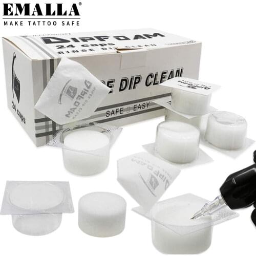 24PCS Rinse Dip Clean Tattoo Disposable Rinse Caps Cup Tip Rinse Dip Foam Cleaning Cup Cartridge Needles Tattoo Needles Supplies